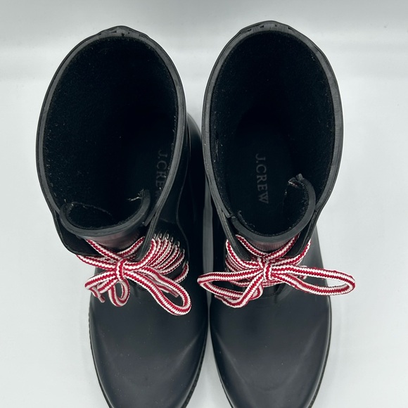 Black Women's J Crew Rain/Winter Boots with Red and White Laces. - Picture 10 of 10